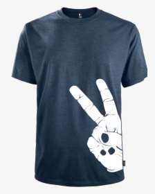 Men"s Heather Navy Hand Peace Sign - T-shirt, HD Png Download, Free Download