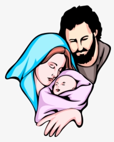 Vector Illustration Of Mary And Joseph Embrace Newborn - Holy Family Clipart, HD Png Download, Free Download