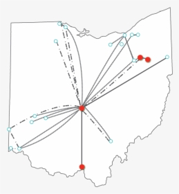 Ohio Outline, Connected Points Spurring Columbus To - Landforms In Ohio Map, HD Png Download, Free Download