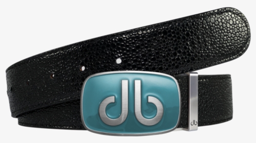 Shiny Black Stingray Leather Belt With Aqua Big Buckle - Belt, HD Png Download, Free Download