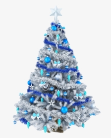 Árbol Navidad - White Christmas Tree Navy Blue And Silver, HD Png Download, Free Download