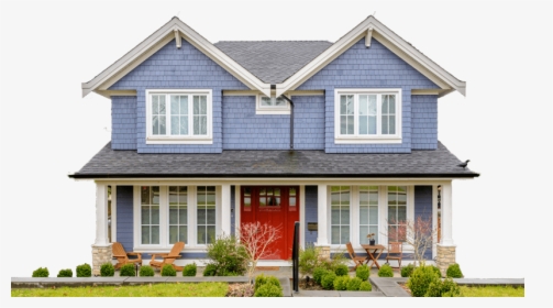 Exterior House Staining - House Paint Blue With Red Door, HD Png Download, Free Download