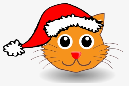 Cat, Happy, Animal - Cat With Santa Hat Clipart, HD Png Download, Free Download