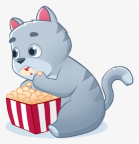 #popcorn #cat #movie #movies #cats #sticker #sickers - Illustration, HD Png Download, Free Download