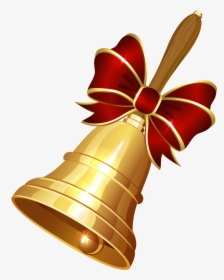 Golden Christmas Bell With Bow Png Image - Christmas Bell Png, Transparent Png, Free Download