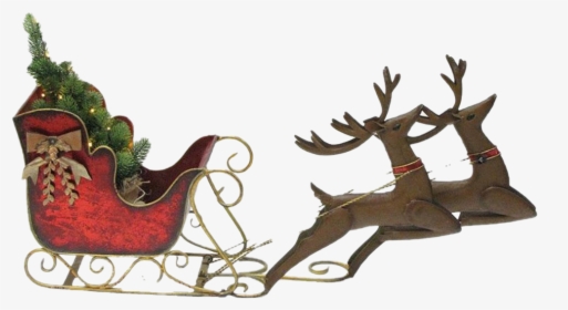 Christmas Sled Png Transparent - Large Santa Sleigh And Reindeer, Png Download, Free Download