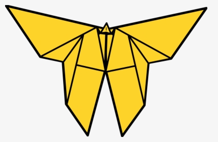 Symmetry,yellow,moths And Butterflies - Origami Butterfly Clip Art, HD Png Download, Free Download