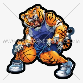 Tiger With Basketball Clipart Vector Transparent Basketball - Basketball Tiger Logo Design, HD Png Download, Free Download