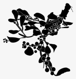 Mistletoe-silhouette - Black And White Mistletoe Silhouette, HD Png Download, Free Download