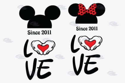 Love Mickey Minnie Mouse Heads With Wedding Date Mickey"s - Love Mickey Y Minnie, HD Png Download, Free Download