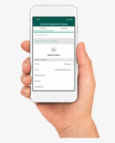 Hand Holding Phone With Digital Banking App Profile, HD Png Download, Free Download