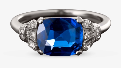 Untreated Burma Sapphire Art Deco Ring - Engagement Ring, HD Png Download, Free Download