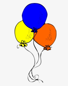 Blue Orange And Yellow Balloons - Birthday Black And White Balloons, HD Png Download, Free Download