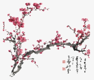 Chinese Cherry Blossom Png , Png Download - Plum Blossom Japanese Painting, Transparent Png, Free Download