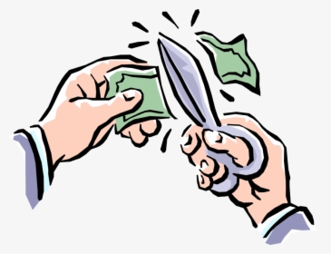 Vector Illustration Of Hands Cutting Dollar Bill Money - Cutting Money Cartoon, HD Png Download, Free Download