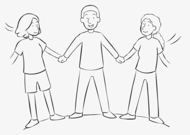 Three People Holding Hands And Leaning Back In Warm-up - People Holding Hands Sketch, HD Png Download, Free Download