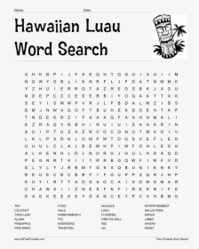 Hawaiian Luau Word Search Main Image - Printable Fall Word Search Pdf, HD Png Download, Free Download