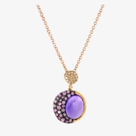 14kr Amethyst, Pink Sappire, And Diamond Pendant, On - Necklace, HD Png Download, Free Download