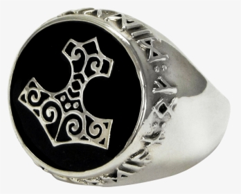 Sterling Silver Thors Hammer Signet Ring - Thor's Hammer Signet Ring, HD Png Download, Free Download