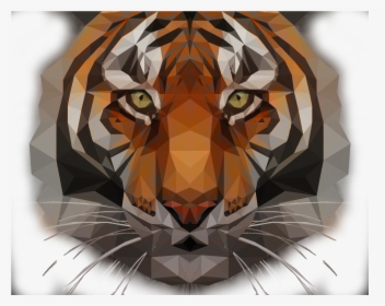 Some Low-poly Art Of A Tiger - Low Poly Tiger Face, HD Png Download, Free Download