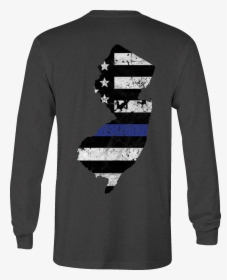Long Sleeve Tshirt New Jersey Thin Blue Line Distressed - Shirts Peach Fall Casual Men, HD Png Download, Free Download