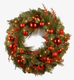 Red Christmas Wreath Png Free Download - Christmas Wreath, Transparent Png, Free Download