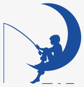 Fishing Clipart Little Boy - Boy On The Moon Fishing, HD Png Download, Free Download