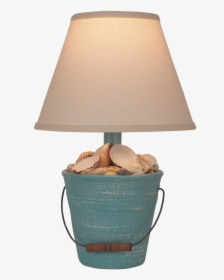 Weathered Turquoise Mini Bucket Of Shells Accent Lamp - Lampshade, HD Png Download, Free Download