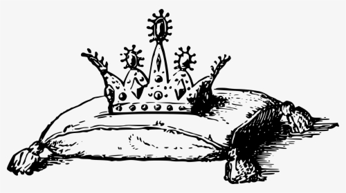 Drawing Clip Art - Black And White Free Clip Crown On Pillow, HD Png Download, Free Download
