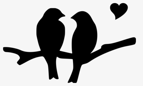Love Birds Silhouette Clip Art - Black And White Birds Clipart, HD Png Download, Free Download