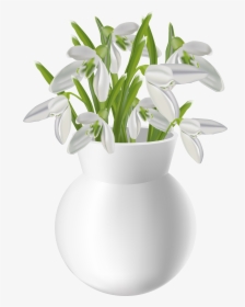 Vase With Snowdrops Transparent Png Clip Art Image - Table Flower Pot Png, Png Download, Free Download