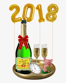 New Year"s Day 2018 New Year"s Eve Isolated - Champagne, HD Png Download, Free Download