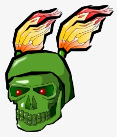 Green Skull With Flames Clip Arts - Clip Art, HD Png Download, Free Download