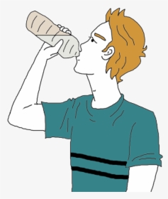 Water Bottle - Cartoon Guy Holding Water Bottle, HD Png Download, Free Download