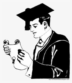 Graduate Drawing Hand Holding - Student In College Drawing, HD Png Download, Free Download