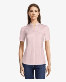 Light Pink Short Sleeved Banded Collar Cotton Blend - Camisas De Vestir Rosa Pastel, HD Png Download, Free Download