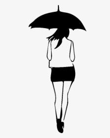 Girl Standing With Umbrella Drawing, HD Png Download, Free Download