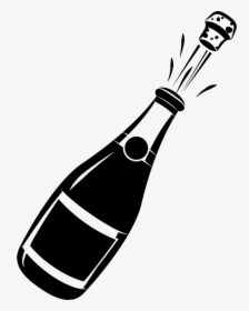 Transparent Champagne Bottle Png - Champagne Bottle Clipart Black And White, Png Download, Free Download