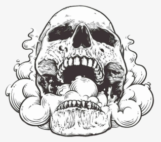 Transparent Picsart Smoke Clipart - Open Mouth Skull Drawing, HD Png Download, Free Download