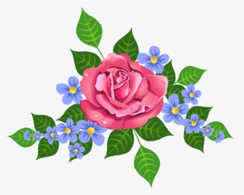 Free Png Pink Rose Decorative Element Png Images Transparent - Blue Pink Flower Png, Png Download, Free Download