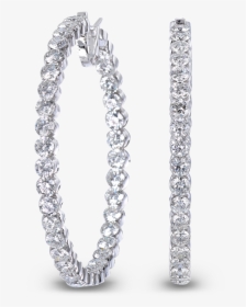 Round Diamond Hoop Earrings - Diamond Hoop Earrings Transparent, HD Png Download, Free Download