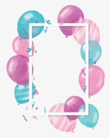 #frame #happy #birthday #balloons #purple #teal #white - Baby Birthday Background Png, Transparent Png, Free Download
