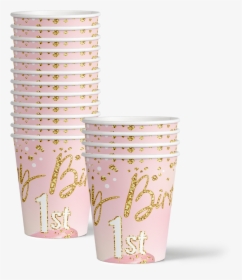 1st Birthday Pink & Gold Party Tableware Kit For 16 - Flowerpot, HD Png Download, Free Download