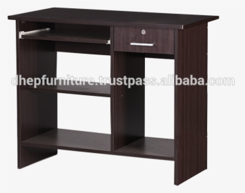 Wooden Computer Table With Shelf And Drawer Lock - Computer Desk, HD Png Download, Free Download