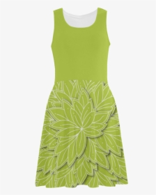 Spring Green Leaf Pattern With Solid Green Top, Atalanta - Day Dress, HD Png Download, Free Download