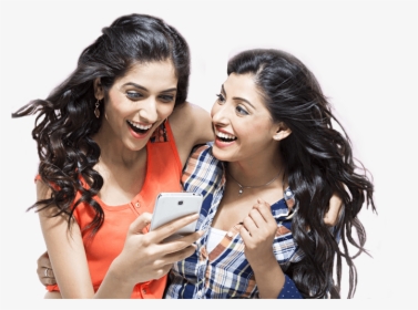2 Girls Edited - Girls With Mobile Png, Transparent Png, Free Download