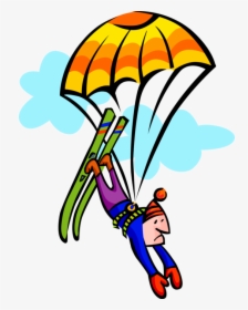 Skier On With Parachute - Extreme Sports Clipart, HD Png Download, Free Download