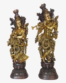 Well Designed Brass Pair Radha Krishna Playing Flute - Bronze Sculpture, HD Png Download, Free Download
