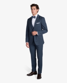 Slate Blue Notch Lapel Suit - Navy Blue Checkered Suit, HD Png Download, Free Download