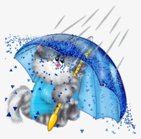 Cat Rain Umbrella Dispersion Ftestickers - Cat In Rain Clipart, HD Png Download, Free Download
